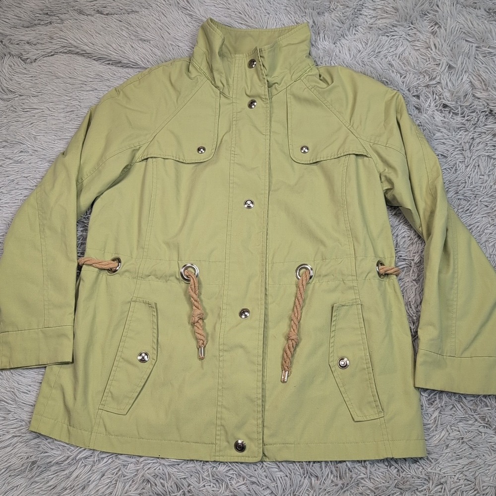 Mackintosh Jacket Womens M Green Lightweight Snap Up Pockets Casual Comfort